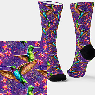 Fantasy Flight of Colourful Hummingbirds Socks