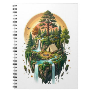 Fantasy Floating Island Camping  Forest  Notebook