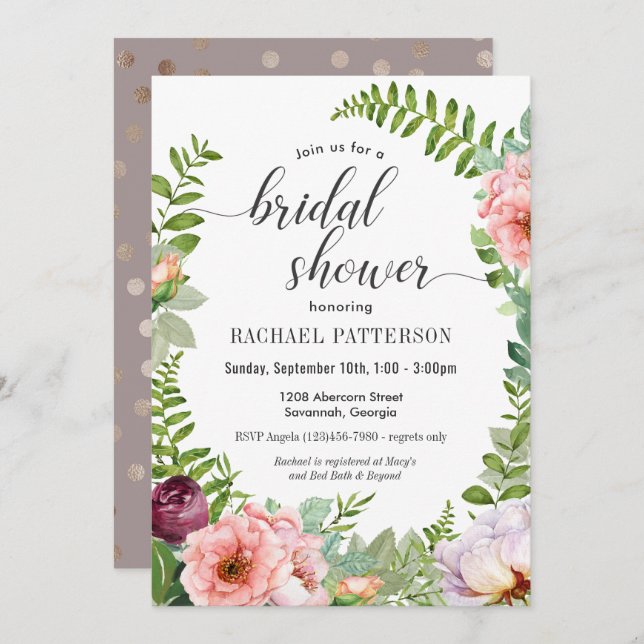 Fantasy Floral Bridal Shower Invitation (Front/Back)