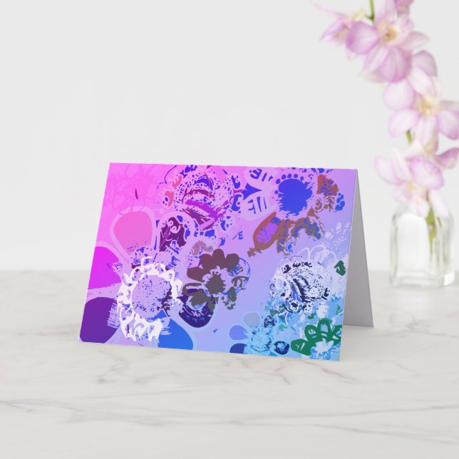 Fantasy Floral Hand-drawn Graphic Card (Orchid)