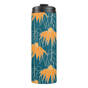 Fantasy floral hand drawn seamless pattern. Orange Thermal Tumbler