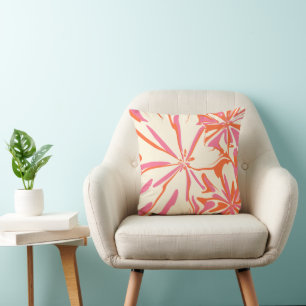 Fantasy Floral - Pink, Orange and Cream  Cushion