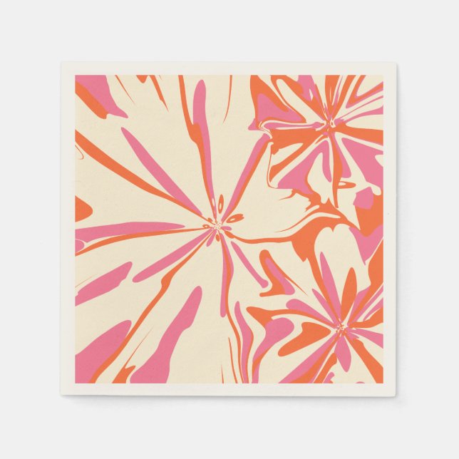 Fantasy Floral - Pink, Orange and Cream Napkin (Front)