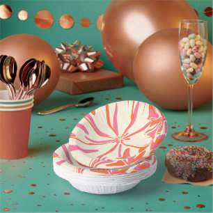 Fantasy Floral - Pink, Orange and Cream Paper Plate