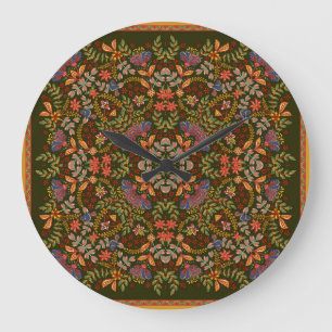 Fantasy Floral Square Pocket Design Large Clock