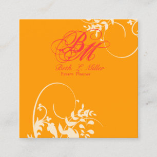 Fantasy Floral Swirls Modern Elegant Professional Square Business Card