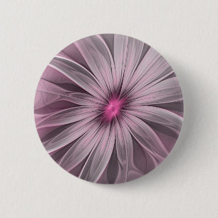 Fantasy Flower Abstract Plum Floral Fractal Art 6 Cm Round Badge