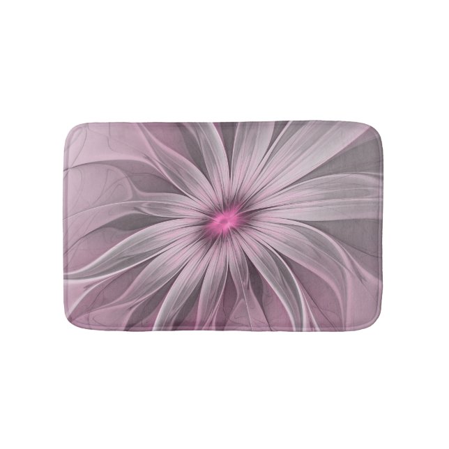 Fantasy Flower Abstract Plum Floral Fractal Art Bath Mat (Front)