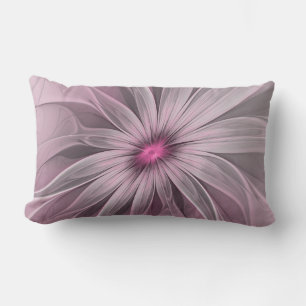 Fantasy Flower Abstract Plum Floral Fractal Art Lumbar Cushion