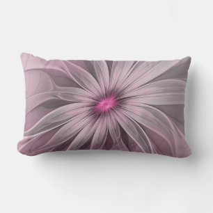 Fantasy Flower Abstract Plum Floral Fractal Art Lumbar Cushion