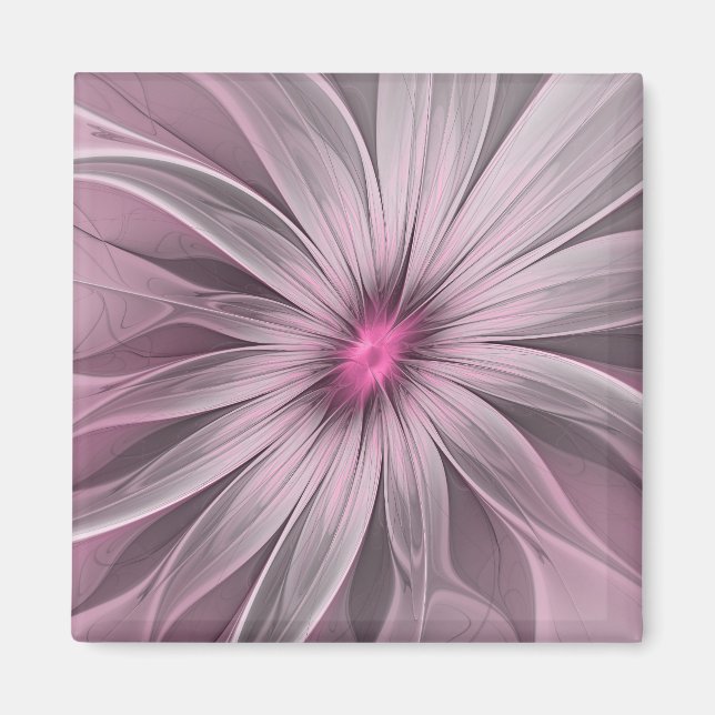 Fantasy Flower Abstract Plum Floral Fractal Art Magnet (Front)