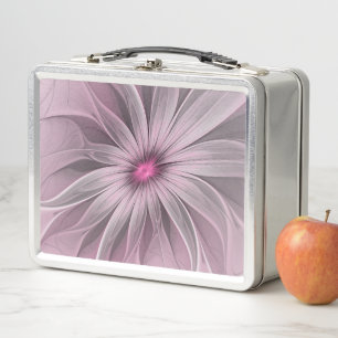Fantasy Flower Abstract Plum Floral Fractal Art Metal Lunch Box