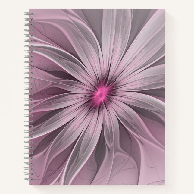 Fantasy Flower Abstract Plum Floral Fractal Art Notebook (Front)