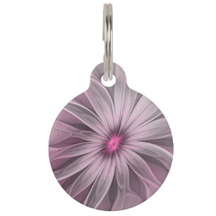Fantasy Flower Abstract Plum Floral Fractal Art Pet Tag