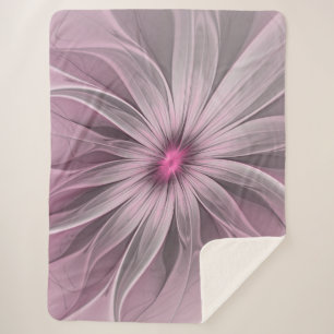 Fantasy Flower Abstract Plum Floral Fractal Art Sherpa Blanket
