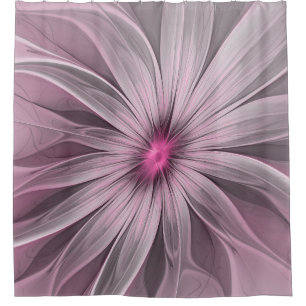 Fantasy Flower Abstract Plum Floral Fractal Art Shower Curtain