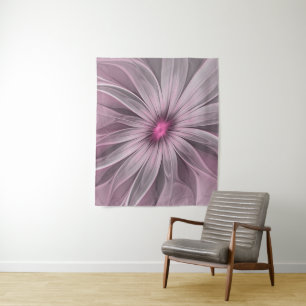 Fantasy Flower Abstract Plum Floral Fractal Art Tapestry