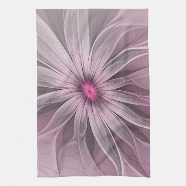 Fantasy Flower Abstract Plum Floral Fractal Art Tea Towel (Vertical)