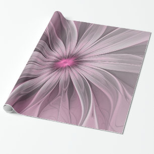 Fantasy Flower Abstract Plum Floral Fractal Art Wrapping Paper