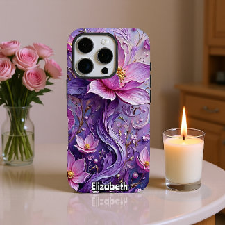 Fantasy Flower and Floating Orbs iPhone 16 Pro Case