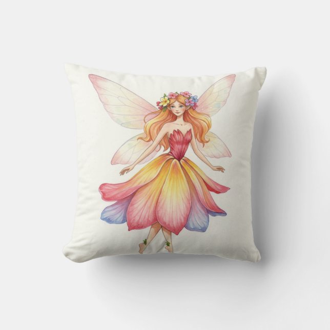 Fantasy Flower Fairy Pink Pillow (Front)