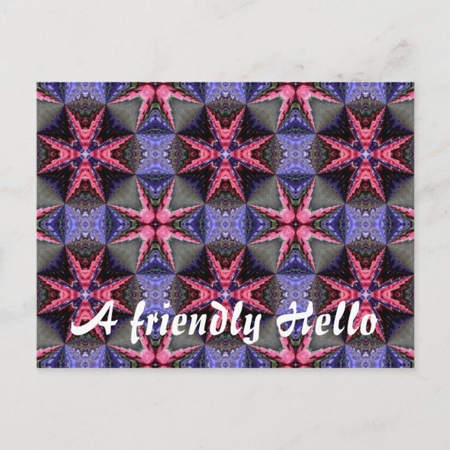Fantasy flower garden, A friendly Hello Postcard (Front)