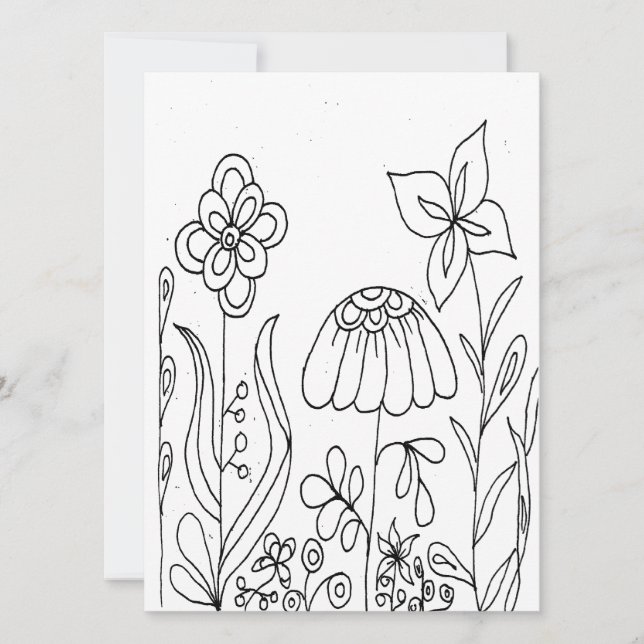 Fantasy Flower Garden Colouring Card (Front)