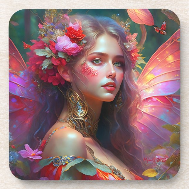 Fantasy Flower Garden Fairy Coaster (Front)