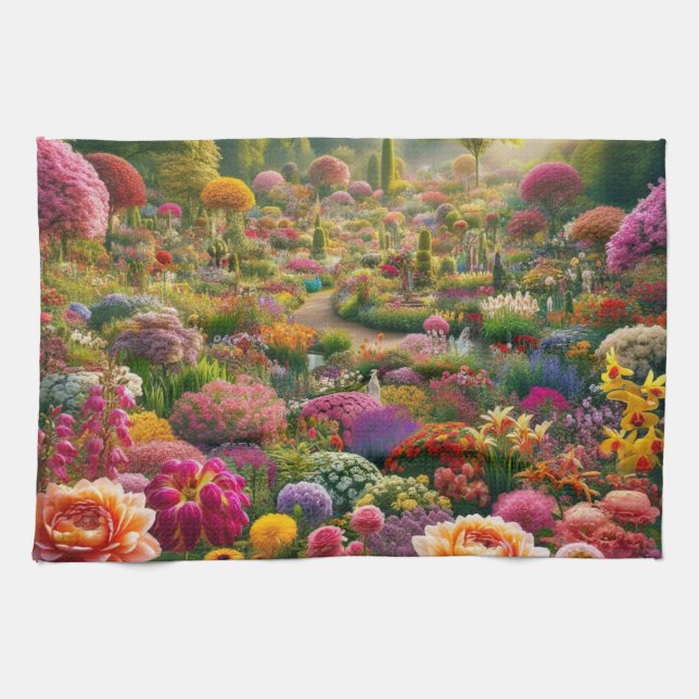 Fantasy Flower Garden Kitchen Towel (Horizontal)