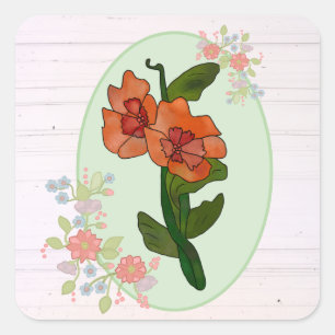 Fantasy flower square sticker