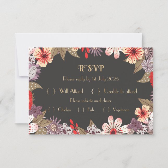 Fantasy Flower - Wedding RSVP card (Front)