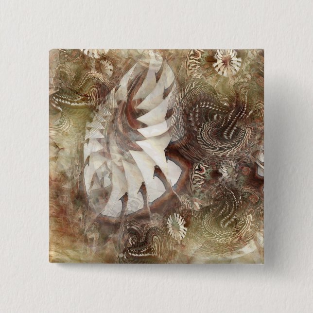 Fantasy flowers 15 cm square badge (Front)