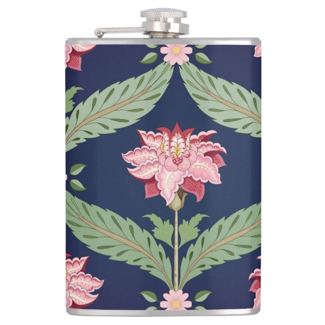 Fantasy Flowers: Dark Indian Motifs Hip Flask (Front)