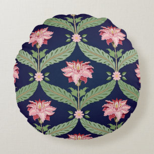 Fantasy Flowers: Dark Indian Motifs Round Cushion