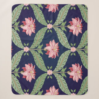 Fantasy Flowers: Dark Indian Motifs Sherpa Blanket