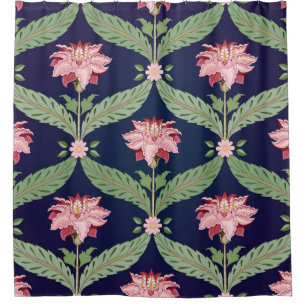 Fantasy Flowers: Dark Indian Motifs Shower Curtain