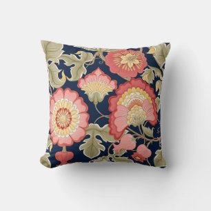 Fantasy flowers in retro, vintage, jacobean embr cushion