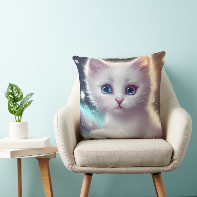 Fantasy Fluffy White Cat Cushion (Chair)