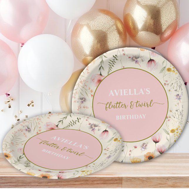 Fantasy Flutter and Twirl Wildflower  Paper Plate (Creator Uploaded)