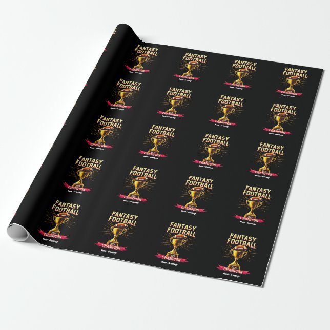 Fantasy Football 2025 Funny Champ Football Design  Wrapping Paper (Unrolled)