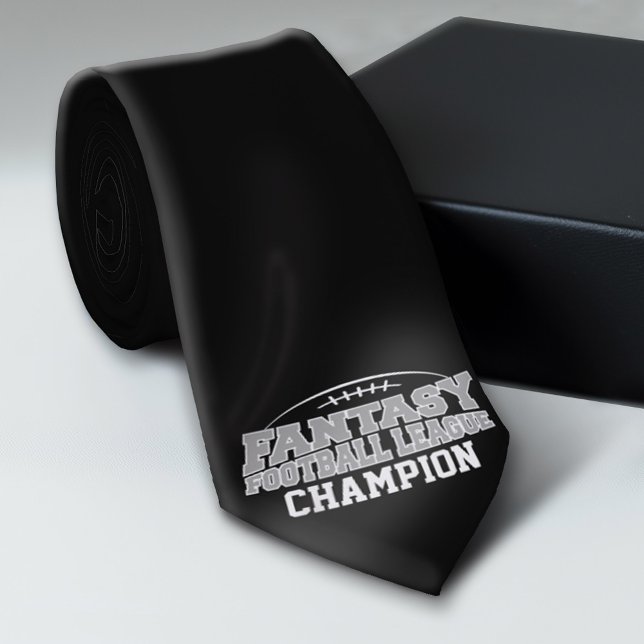 Fantasy Football Champion - Black and Silver Gray Tie (Custom Sporty Tie)