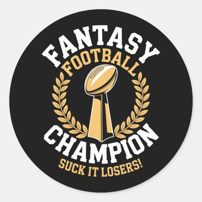 Fantasy Football Champion Classic Round Sticker (Front)