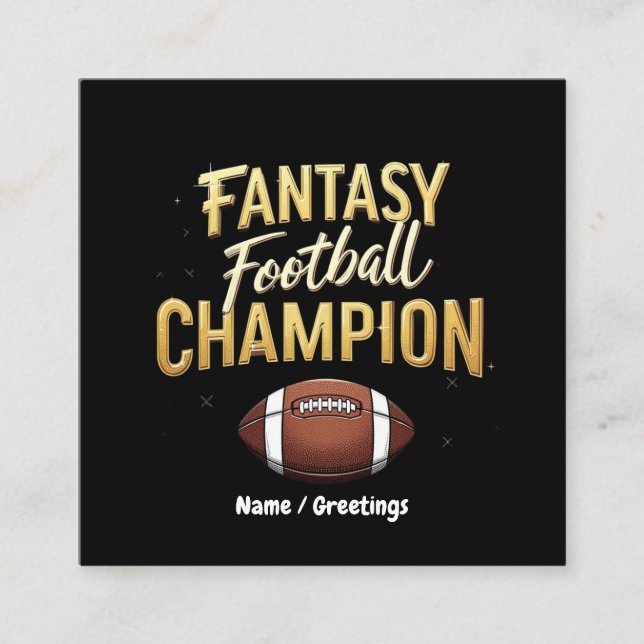Fantasy Football Champion Dominate Like A Pro Square Business Card (Front)