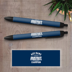 Fantasy Football Champion - Navy and White Black Ink Pen