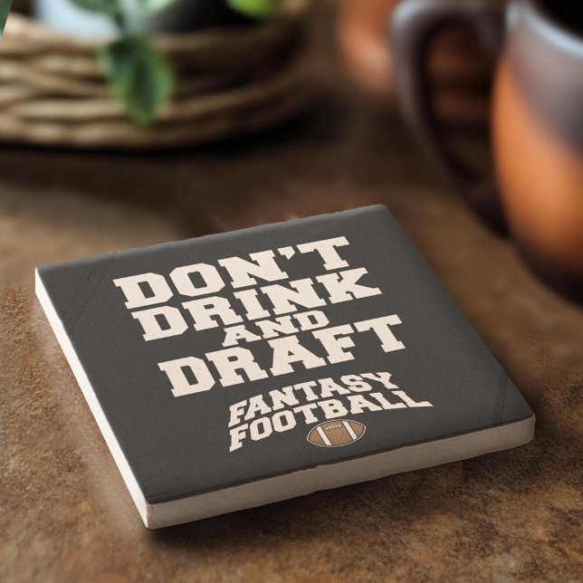 Fantasy Football Don't Drink and Draught - Black Stone Coaster (Custom Stone Coaster)