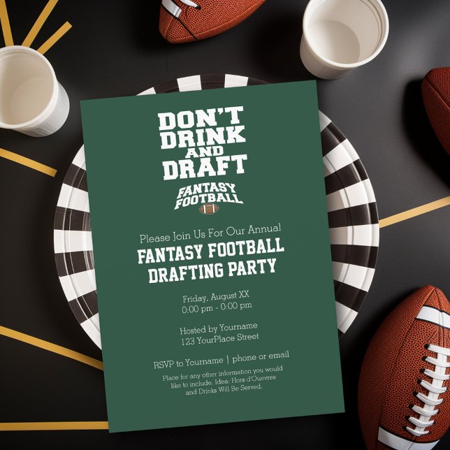 Fantasy Football - Don't Drink and Draught Invitation (Fantasy Football Party Invitation)