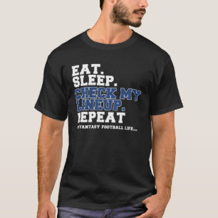 Fantasy Football Eat Sleep Check My LineUp Retro T-Shirt