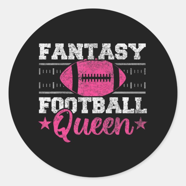 Fantasy Football Queen Funny Game Day Fantasy Classic Round Sticker (Front)