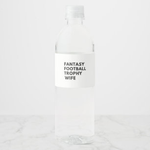 Fantasy Football Trophy Wife Funny Couples Water Bottle Label