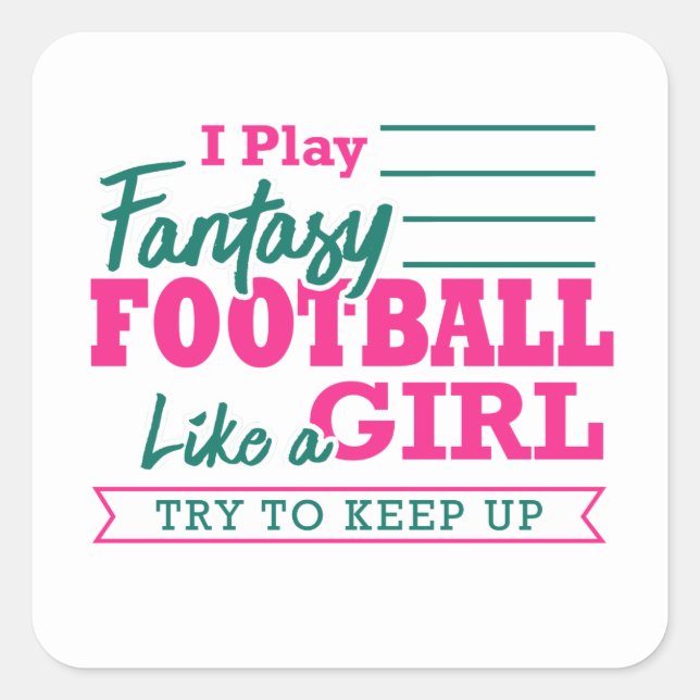 Fantasy Football Women Funny Like A Girl Jersey Square Sticker (Front)